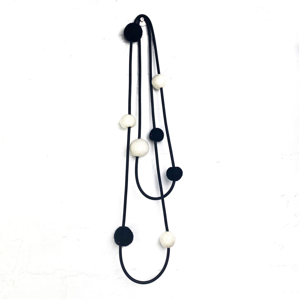 bold colour felt necklace black and cream