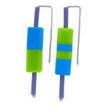 Sky blue and green colour block earrings