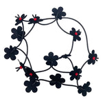 black red recycled flower necklace