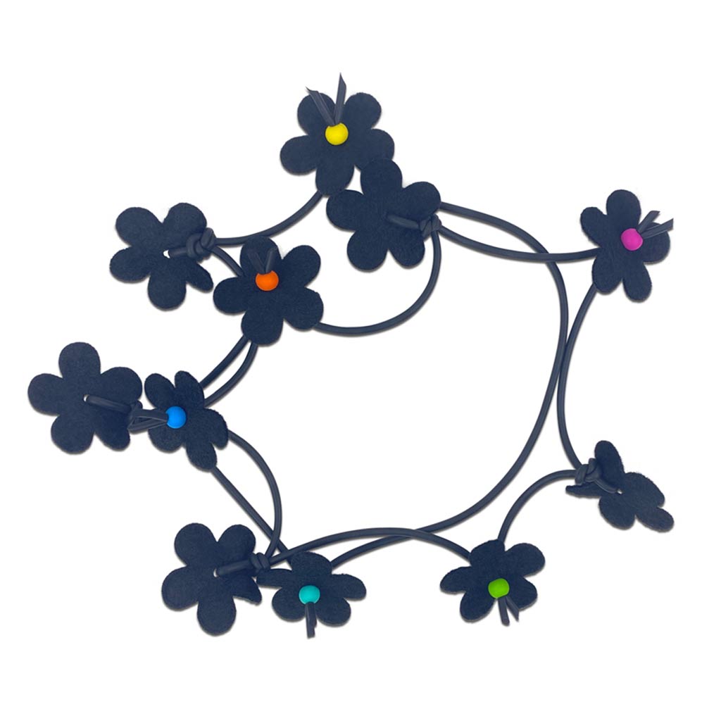 recycled flower necklace bright colours