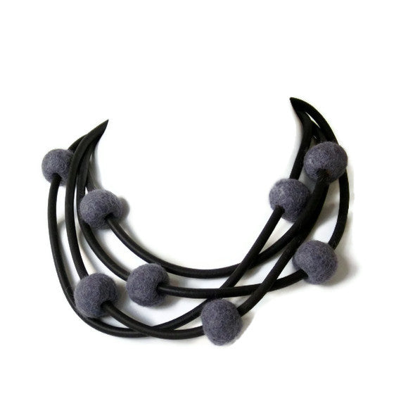 rubber and felt necklace
