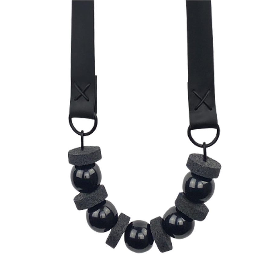 long chunky resin and rubber necklace