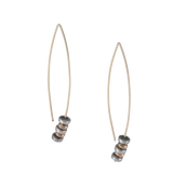 gold earrings with hematite and gold beads