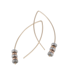 gold earrings with hematite and gold beads
