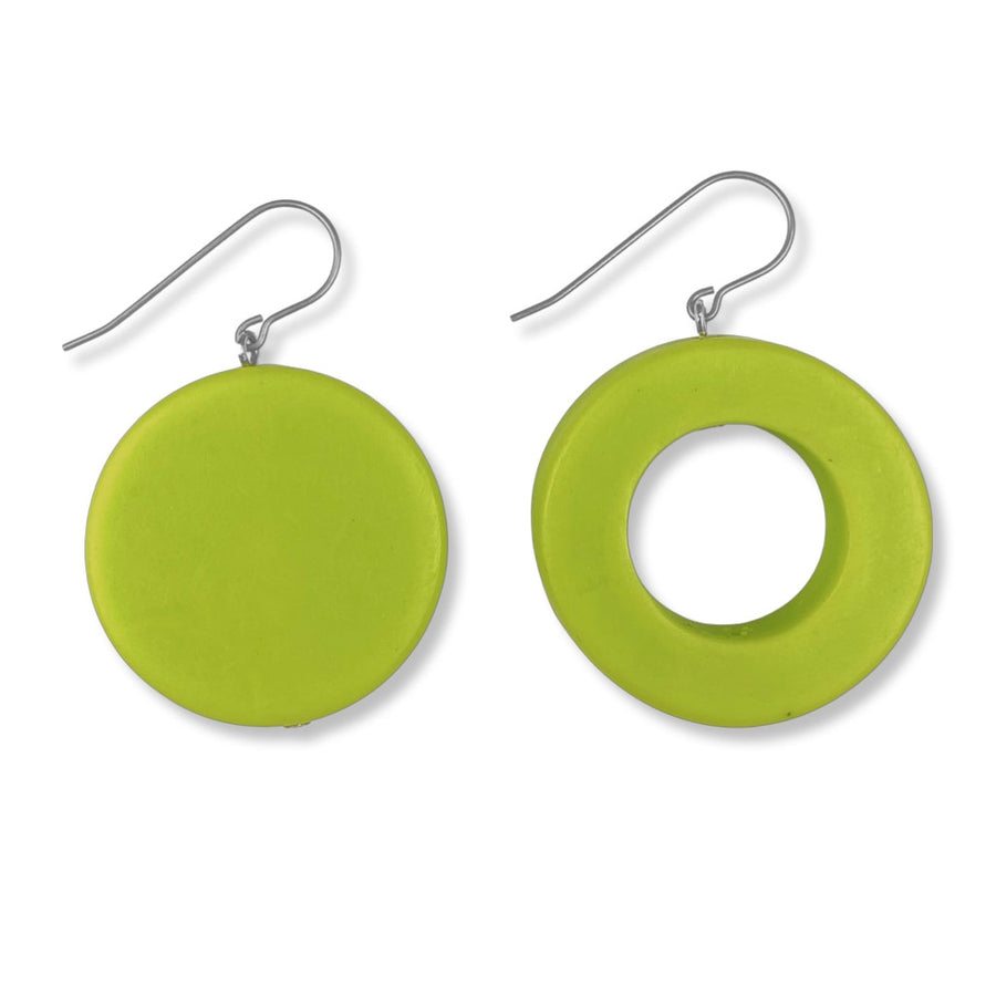bright green asymmetrical mismatched earrings