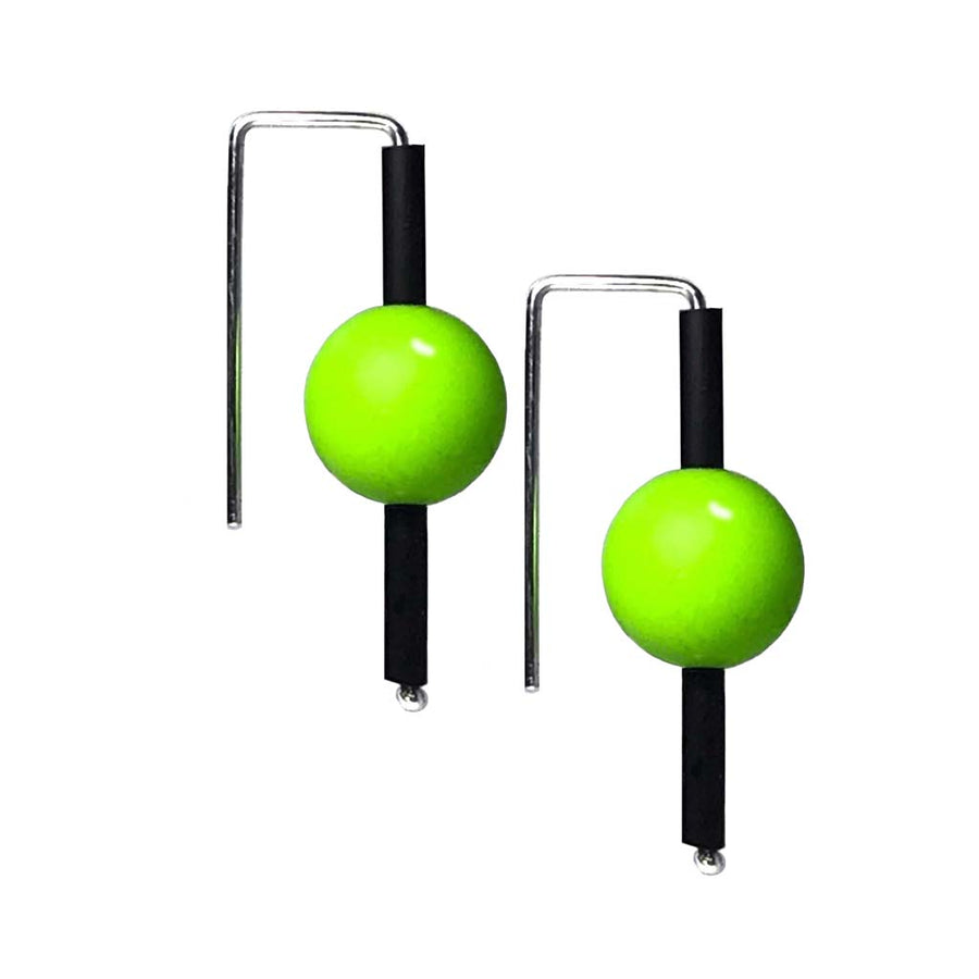 Green rubber earrings made with sterling silver. Bold, fun design.