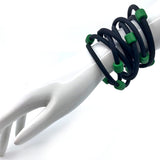 One of a kind glass bead and rubber necklace