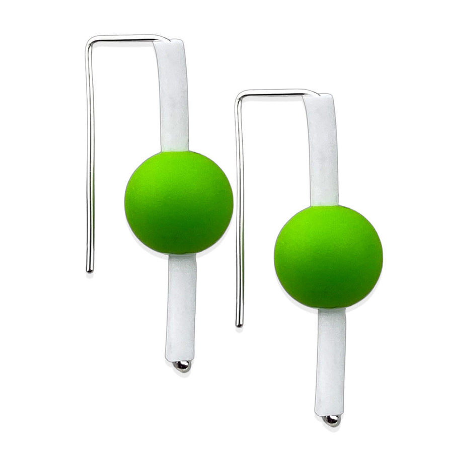 modern rubber earrings green/white