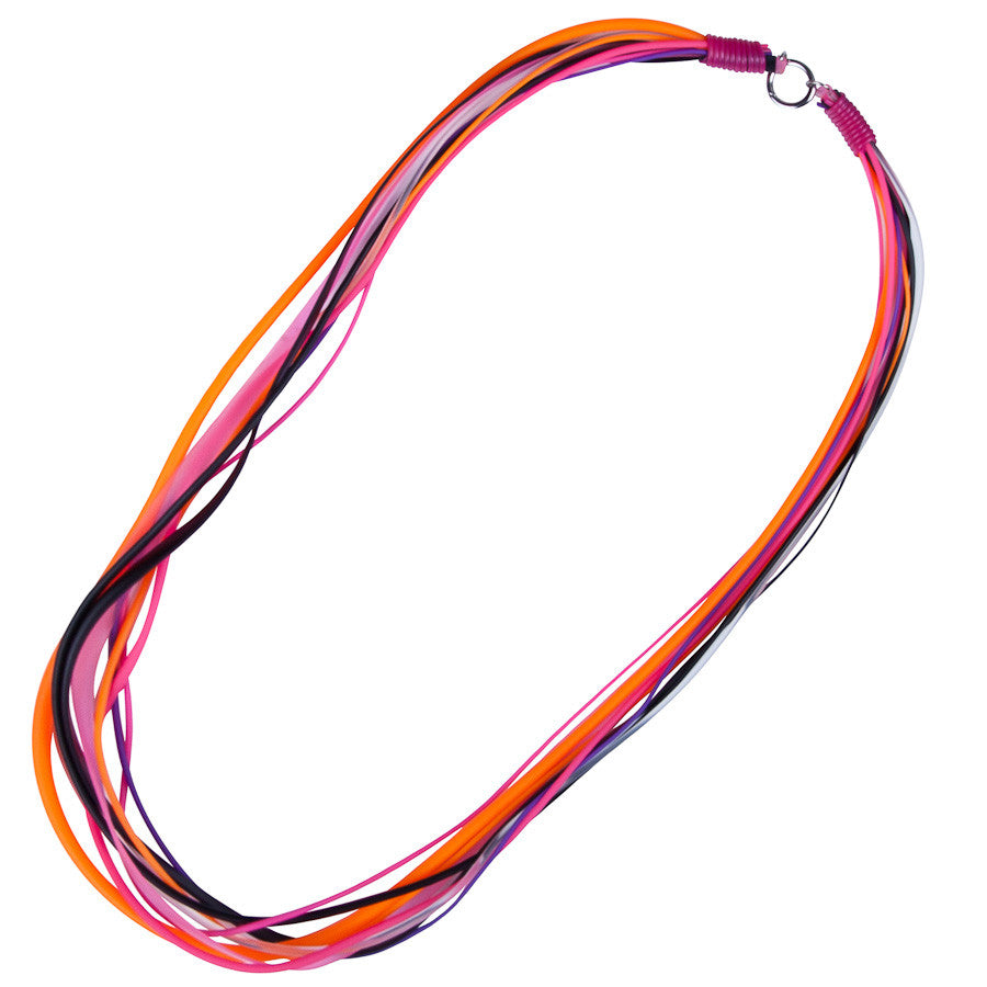 multi strand necklace hot pink and orange