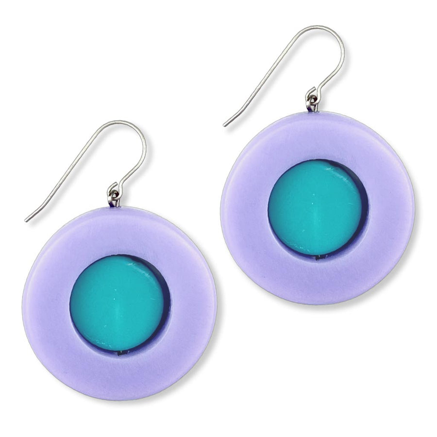 modern, bold, mauve and teal resin earrings
