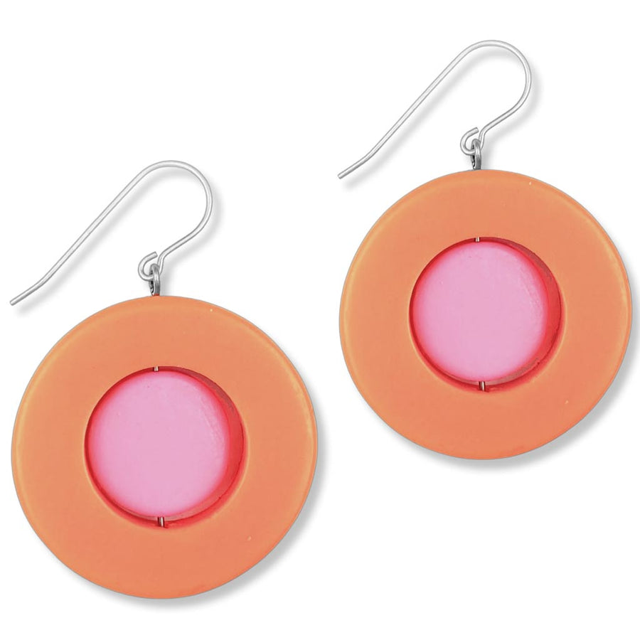 modern, bold, pink and orange resin earrings