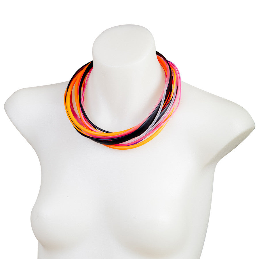multi strand necklace hot pink and orange