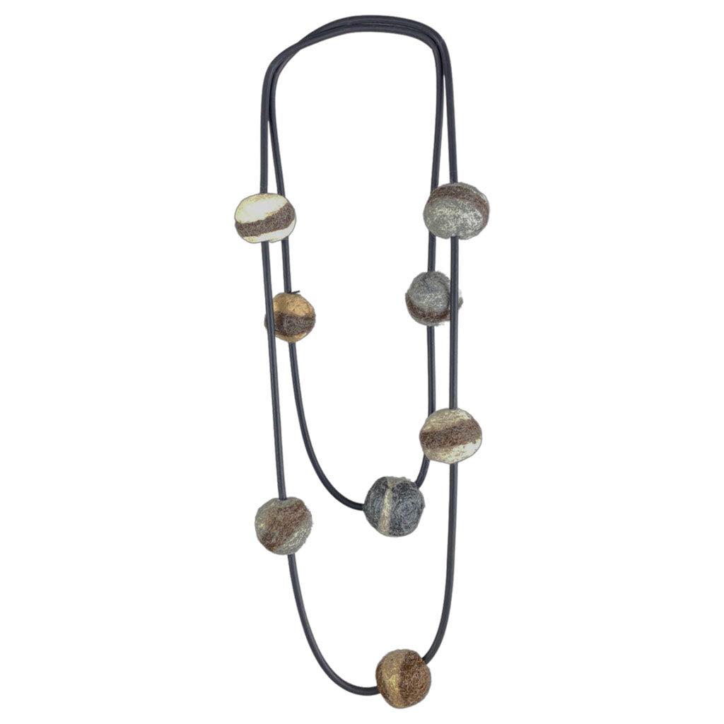 natural wool felted necklace