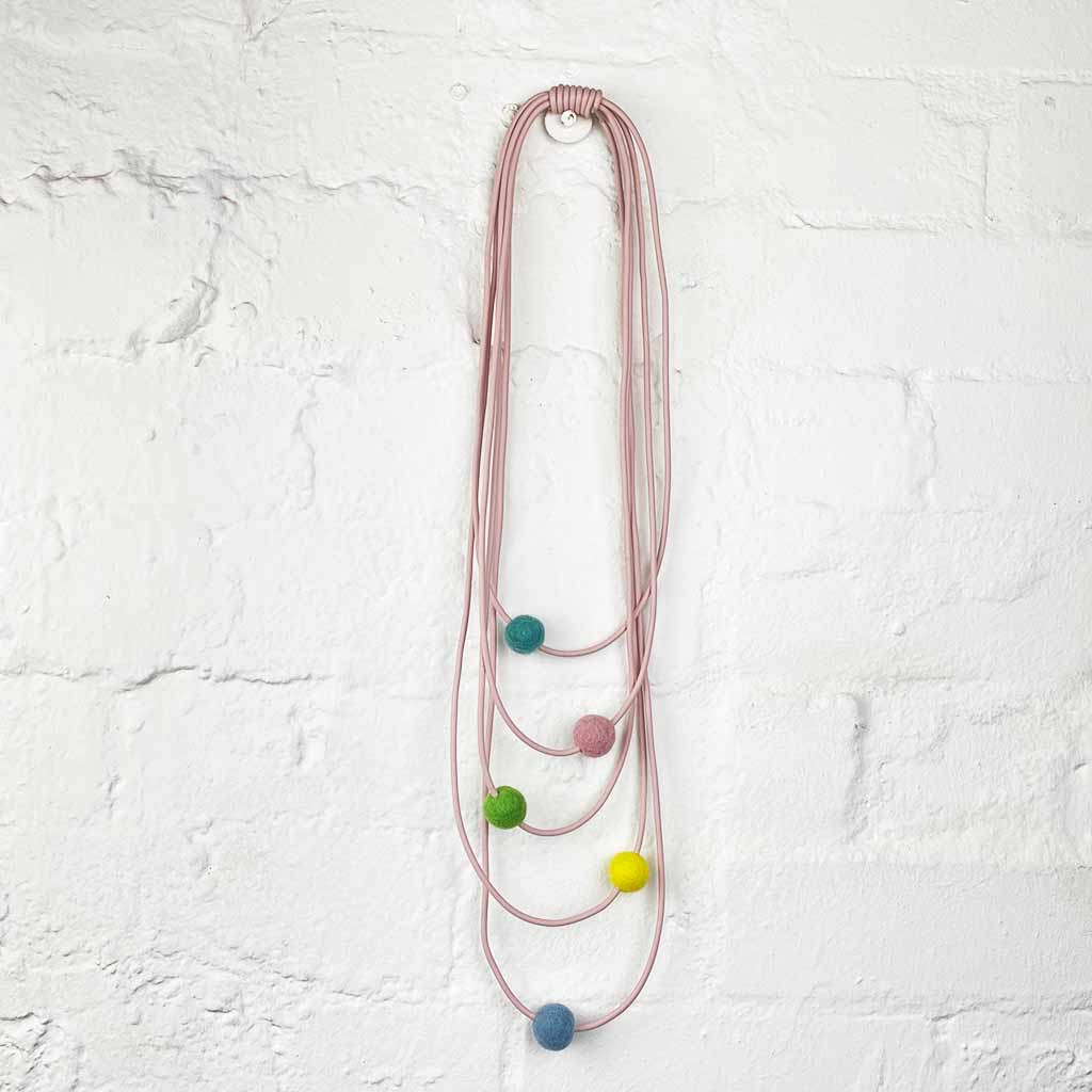 pastel felt and pink rubber necklace