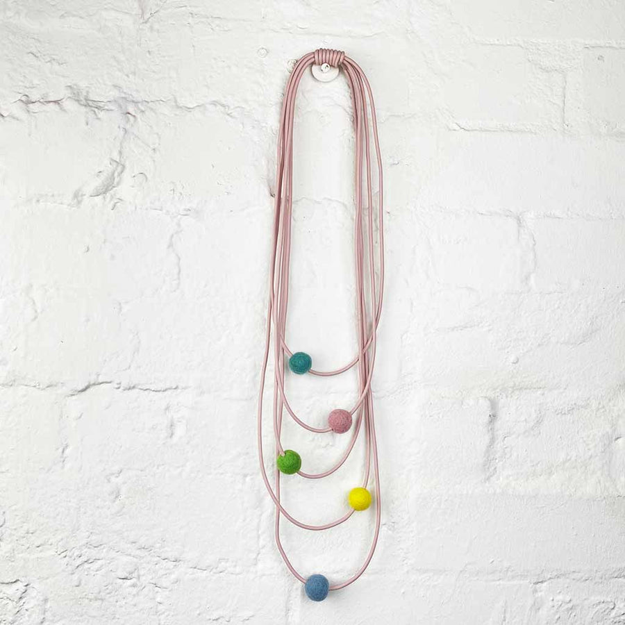 pastel felt and pink rubber necklace 
