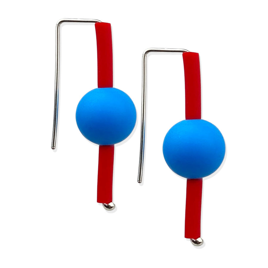 modern rubber earrings red/blue