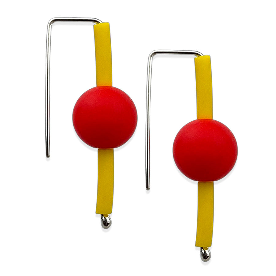 modern rubber earrings red/yellow