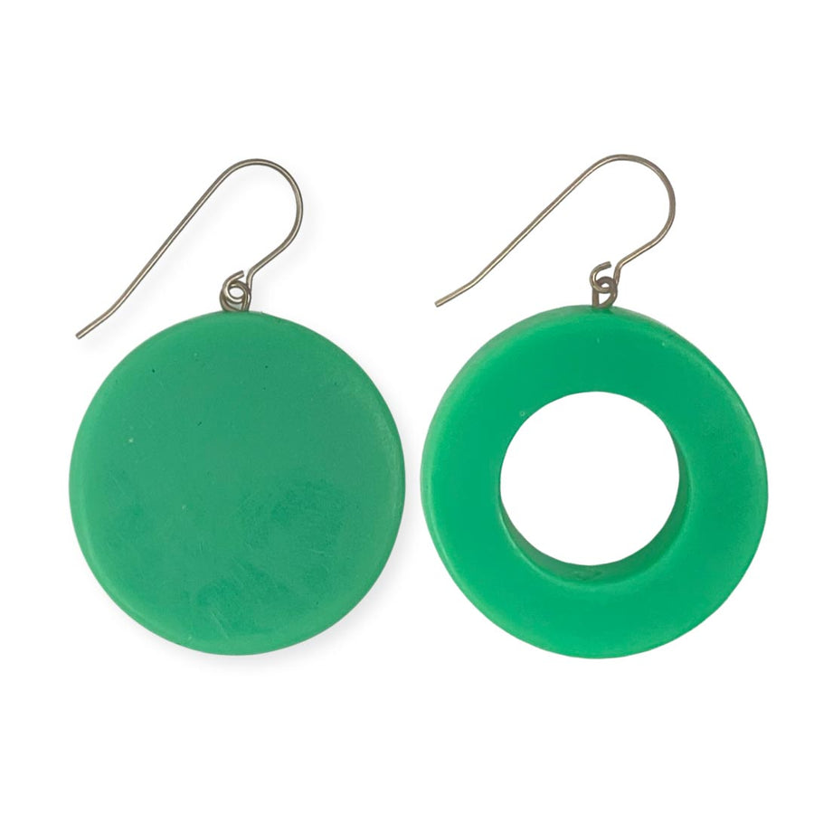 Green mismatched earrings