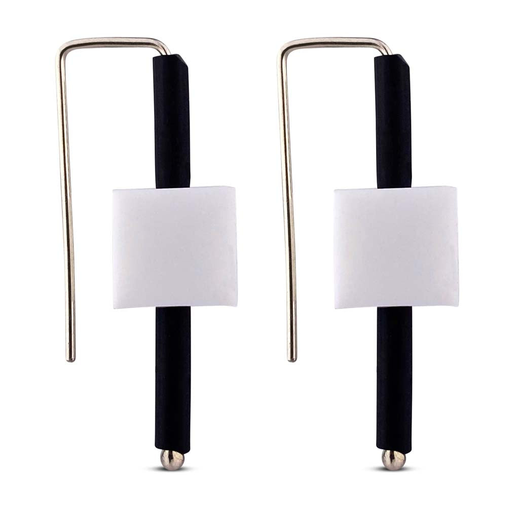 white rubber cube sterling silver earrings.