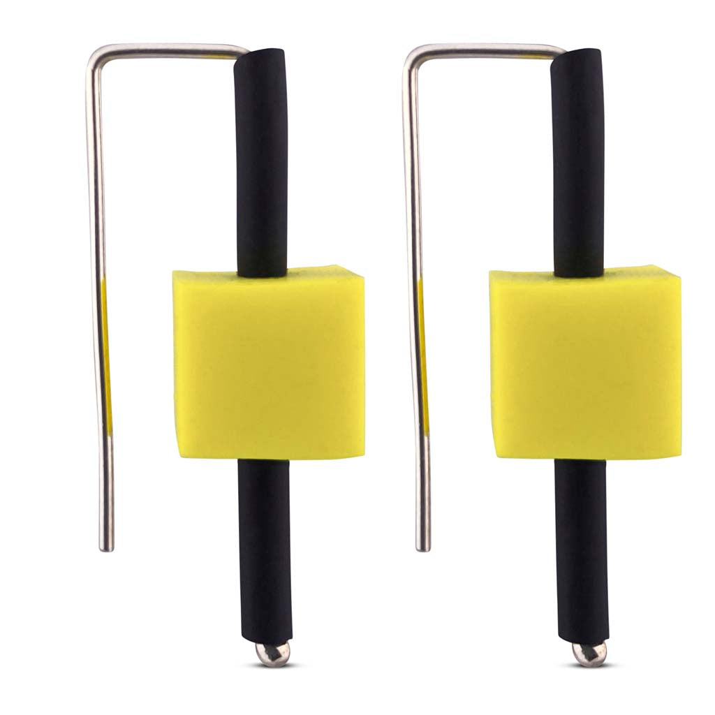 yellow rubber cube sterling silver earrings.